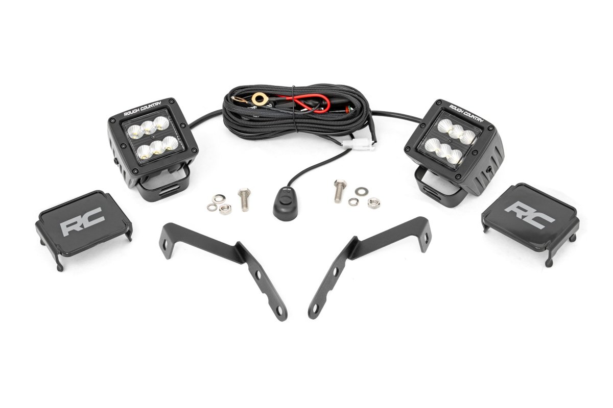Chevrolet Silverado 3500 HD LED Light Kit - Rough Country - Ditch Mount - Black - '07-'14